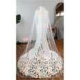 thumbnail image 6 of Colorful Floral Edge Cathedral Wedding Veil with Comb - Elegant Long Bridal Veil for Secret Garden Weddings, 6 of 6