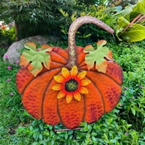 Metal Pumpkin Garden Stake Fall Decor Decorative Rustic Yard Sign Outdoor Thanksgiving Yellow,B