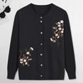 thumbnail image 4 of Fall Spring Mother Knit Coat Floral Embroidery Single-breasted Round Neck Loose Long Sleeves Cardigan Stretchy Knitwear Sweater Jacket, 4 of 7