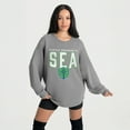 thumbnail image 3 of Women's Gameday Couture  Gray Seattle Sounders FC Oversized Pure Motion Corded Sweatshirt, 3 of 7