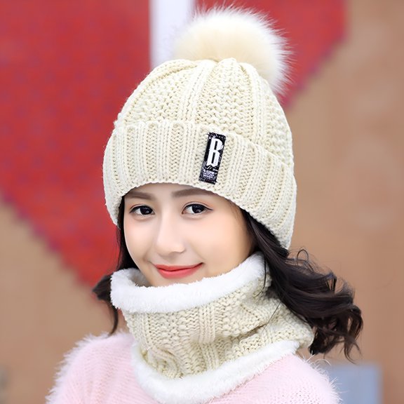 TELOLY Scarf, Hat, Glove Set, Women And Men Winter Knit Warm Hats Scarf Ear Windproof Hat, Scarf for Women