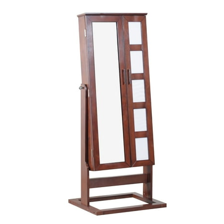 Cheval Jewelry Armoire With Five-Photo Display, Cherry Finish