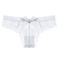 thumbnail image 2 of Elainilye Fashion Lace Panties for Women Sexy Lace Flower Transparent Gauze Bow Low Waist G-string Pants Thong Panties,White, 2 of 5