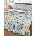 thumbnail image 3 of Quilts Twin XL Size, Blue Yellow Floral Spring Soft Comforter Bedding Set for Bed, Summer Botanical Green Pastoral Lightweight Quilted Bedspread with Pillow Cover(2 Pieces) for All Season, 68x98 Inch, 3 of 6