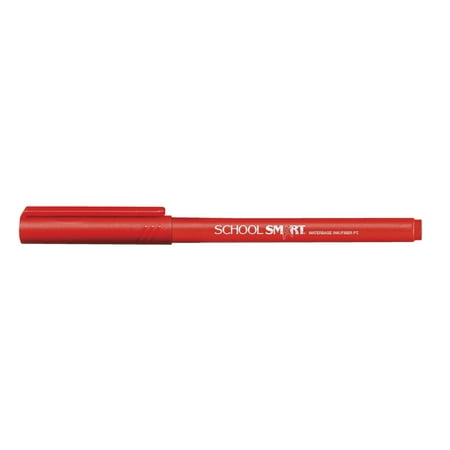 School Smart Felt Tip Pen, Water Based Ink Fine Tip, Red, Pack of