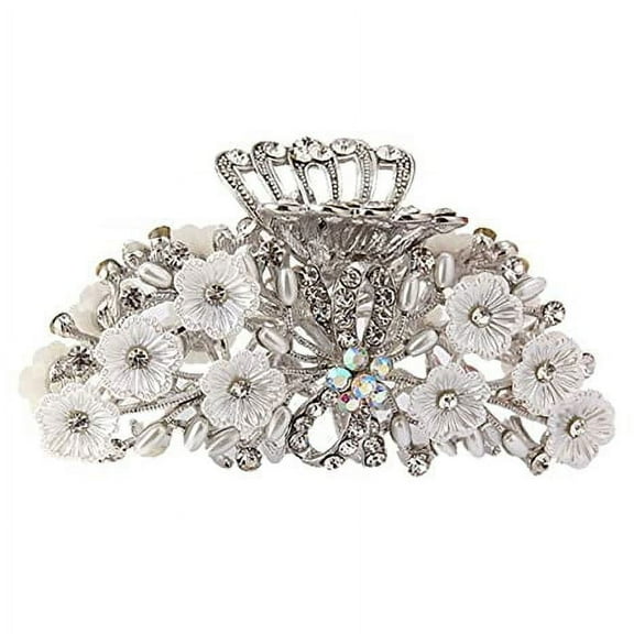 Chic Vintage Alloy Fancy Hair Claw Jaw Clips Pins - Women Rhinestone Crystal No-slip Hair Catch Clamp Hair Clips Hair Updo Grip Hair Accessories