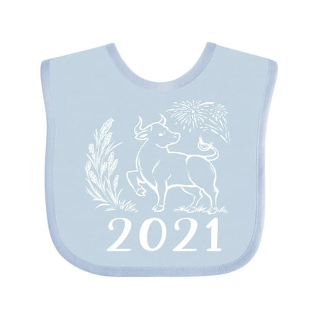 

Inktastic 2021 Chinese New Year Ox Gift Baby Boy or Baby Girl Bib