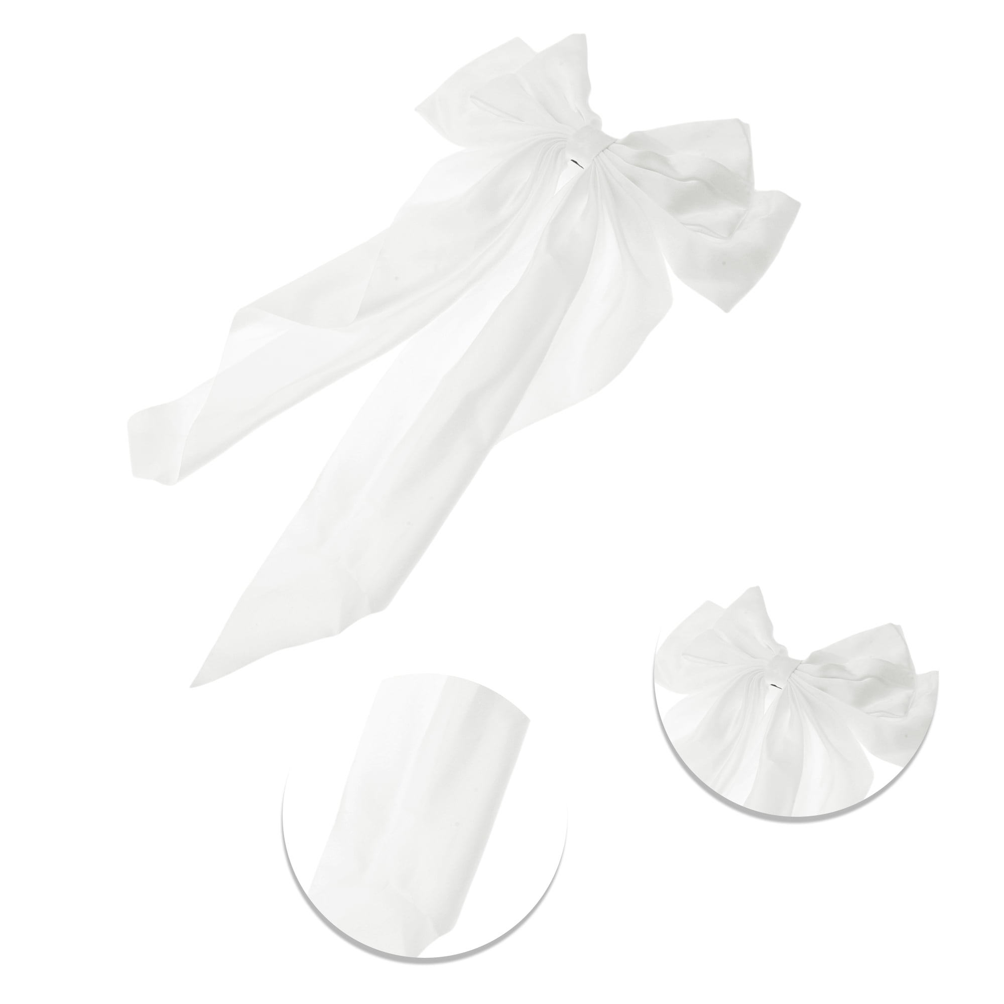 Unique Bargains Women's Bow Ribbon French Barrette Hair Clips White