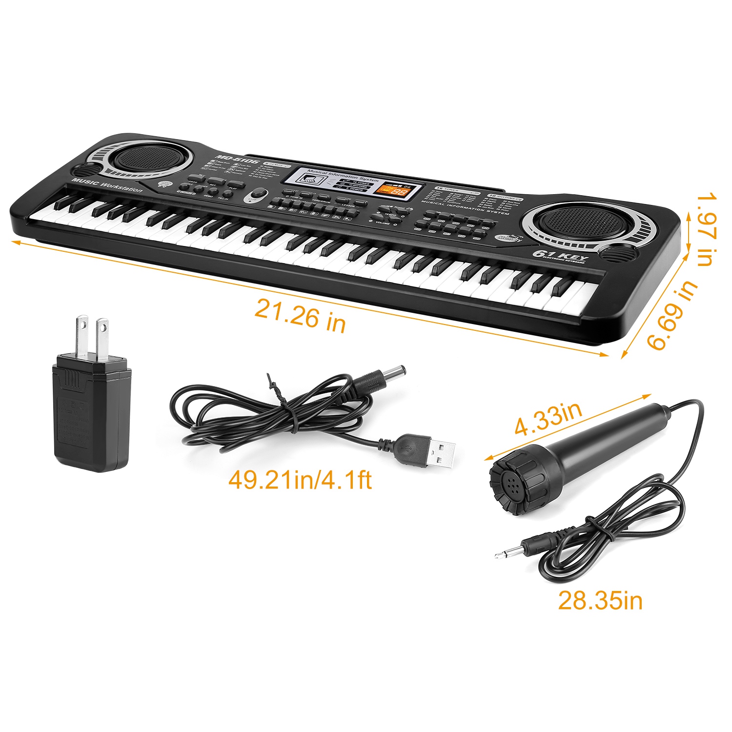 61-Key Digital Electronic Keyboard Piano – Multifunctional Musical Instrument with Microphone, 16 Tones, 10 Rhythms – Ideal for Beginners