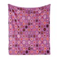 thumbnail image 1 of Abstract Soft Flannel Fleece Throw Blanket, Love Heart Inside Circular Rounds Valentines Romance Graphic Image, Cozy Plush for Indoor and Outdoor Use, 50" x 70", Fuchsia Red Salmon, by Ambesonne, 1 of 6