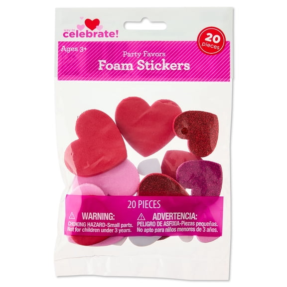 Foam Heart Sticker Party Favors, Red and Pink, 20 Count, Valentine's Day by Way To Celebrate