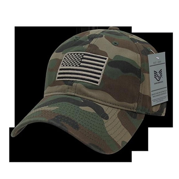 RapDom Tonal US Flag Graphic Relaxed Mens Cap [Woodland - Adjustable]