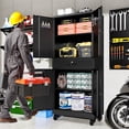 thumbnail image 6 of IKIMI 75" H Rolling Metal Garage Storage Cabinet with Wheels, Pegboard and Drawer, Black, 6 of 7