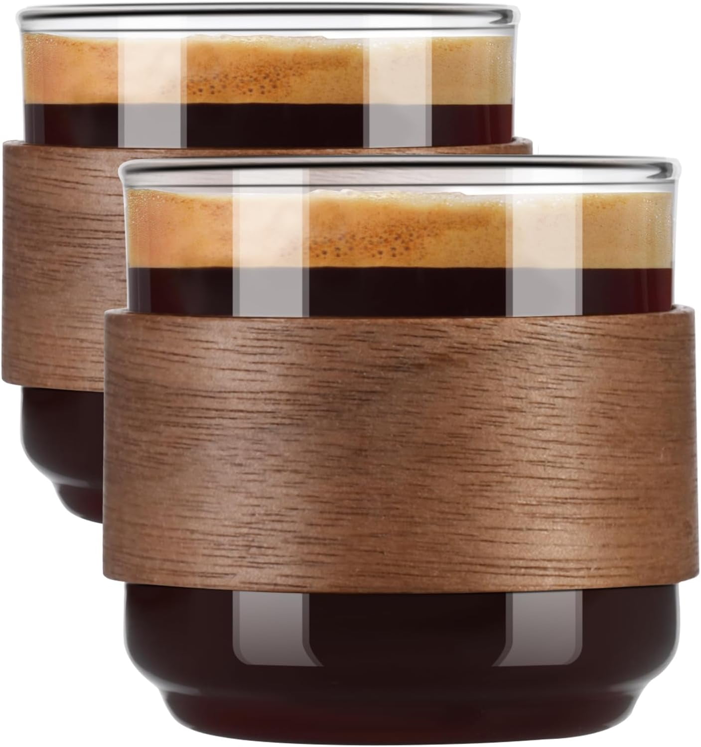 Espresso Cups Set Of 2 — 4 Oz Clear Glass With Handle & Double Spout, Dishwasher Safe, For Coffee, Milk, Desserts - View #4