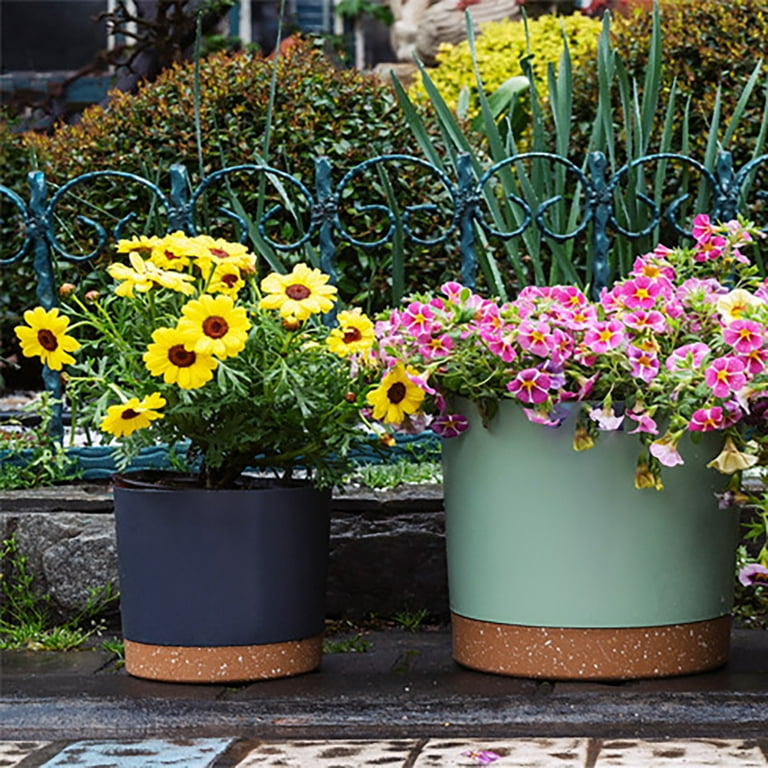 wooden planter pots Modern Indoor Plant Stand Set of 2 with Pots — Tall Minimalist Wood Plant Pedestal Pair