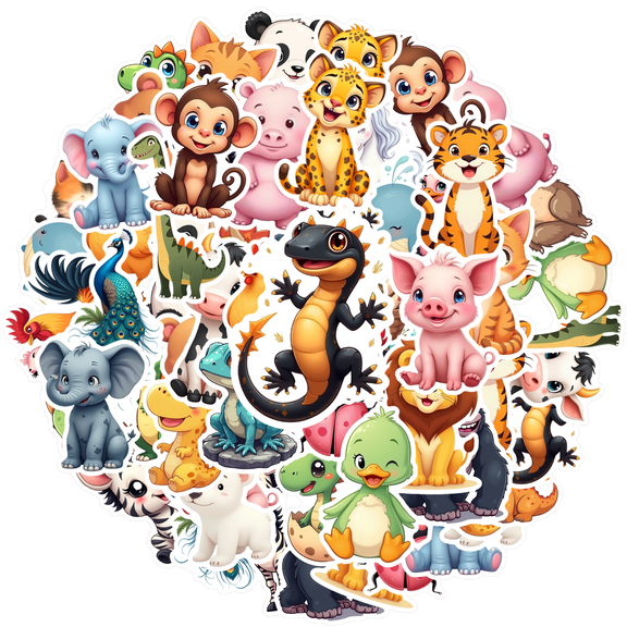 35pcs-50pcs Cute Animal Stickers Kids Stickers Fun Stickers PVC Stickers for Laptops Notebooks Toys