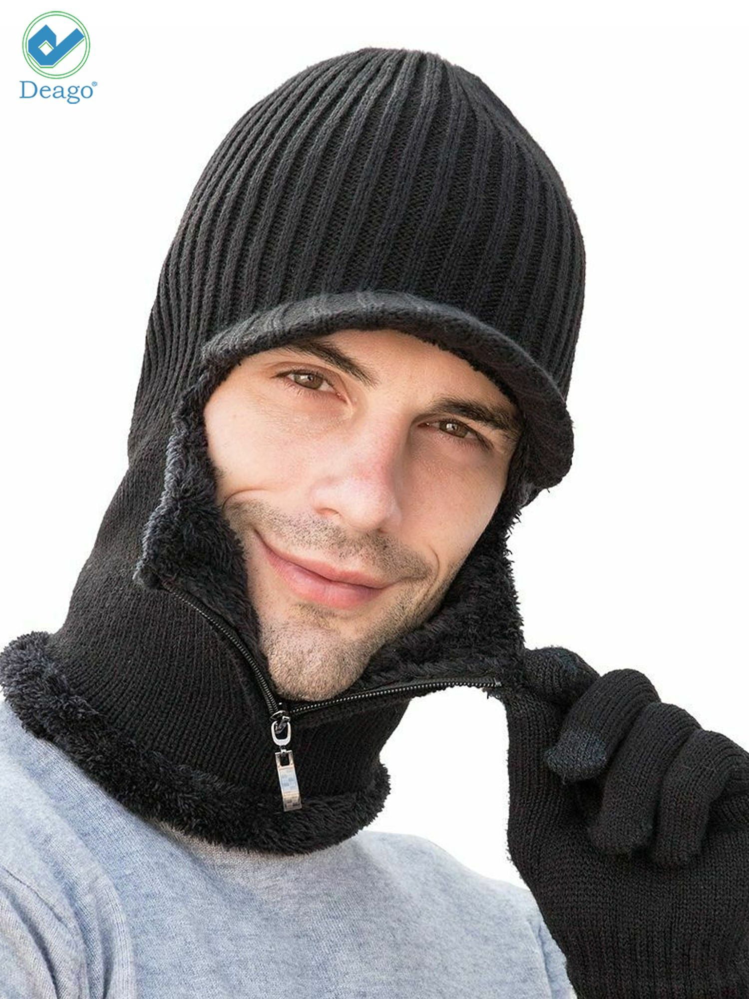 Winter Hat Scarf Gloves Set Fleece Warm Knit Neck Warmer Wool Thermal Beanie Cap Outdoor Sport Ski Bike Mittens Men Women
