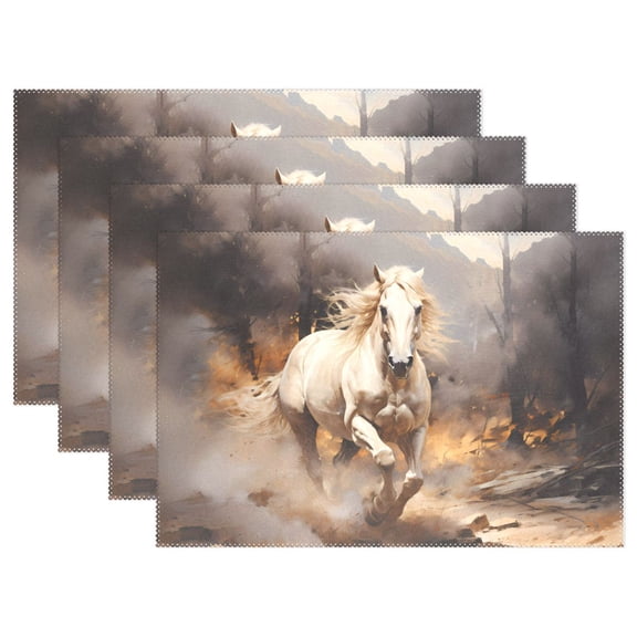 Horse in Forest 12×18 inch Placemats Heat Resistant Washable Foldable Rectangular Placemats Set Decoration Indoor Outdoor for Kitchen Dining Table 1PC