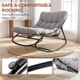 thumbnail image 6 of TLSUNNY Outdoor Papasan Rocking Chair with Ottoman for 2, Patio Lounge Chair W/ Cushion, Side Pocket, Sturdy Metal Frame, Patio Rocker Chair for Balcony, Backyard, Porch, Bedroom, 6 of 10