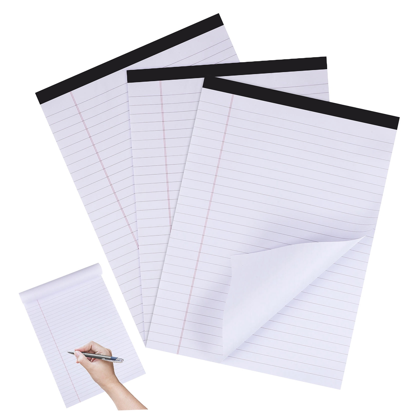 Tineasur 3Pcs White A4 College Ruled Legal Pads Lined Writing Notebooks for Home Use