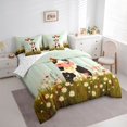 thumbnail image 2 of Manfei Cartoon Floral Cow 7-Piece Twin Bedding,Cute Animal Bedding Comforter Set,Light Blue White, 2 of 6