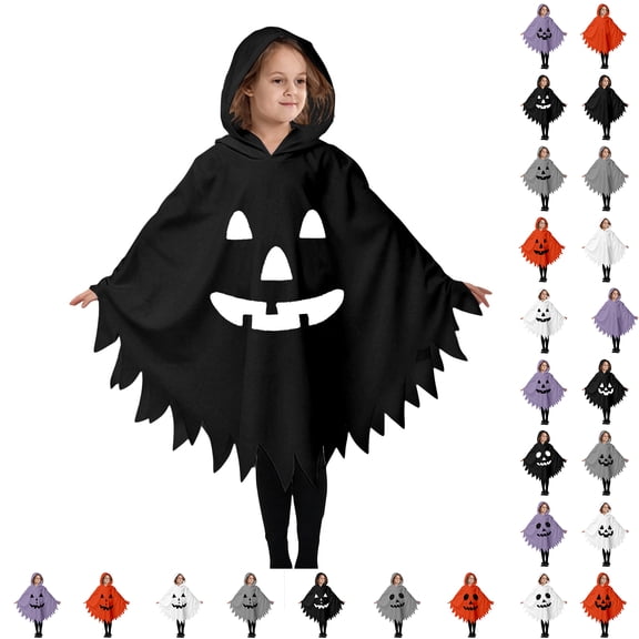 Teen Boys Halloween Outfit Unisex Ghost Face Costume Kids Hooded Cape Halloween Party Outfit Costumes for Kids Boys 10-12 Years