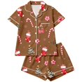 thumbnail image 4 of TGPMGRZ Women's Christmas Pajamas Set Long-Sleeve Loose Fit Button Front, 4 of 5
