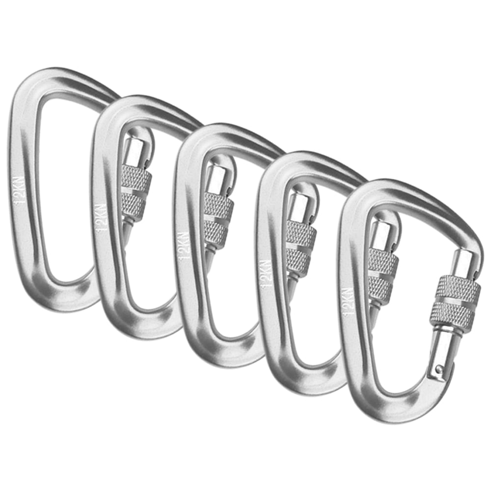 5 PCS Carabiner with Screw Lock Gate 12KN Heavy Duty Carabiner Clips