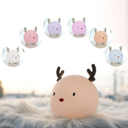 

WindC Cute Deer Shape USB Rechargeable Silicone LED Touch Control Night Light Lamp