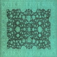 thumbnail image 1 of Ahgly Company Indoor Square Oriental Turquoise Blue Industrial Area Rugs, 4' Square, 1 of 4