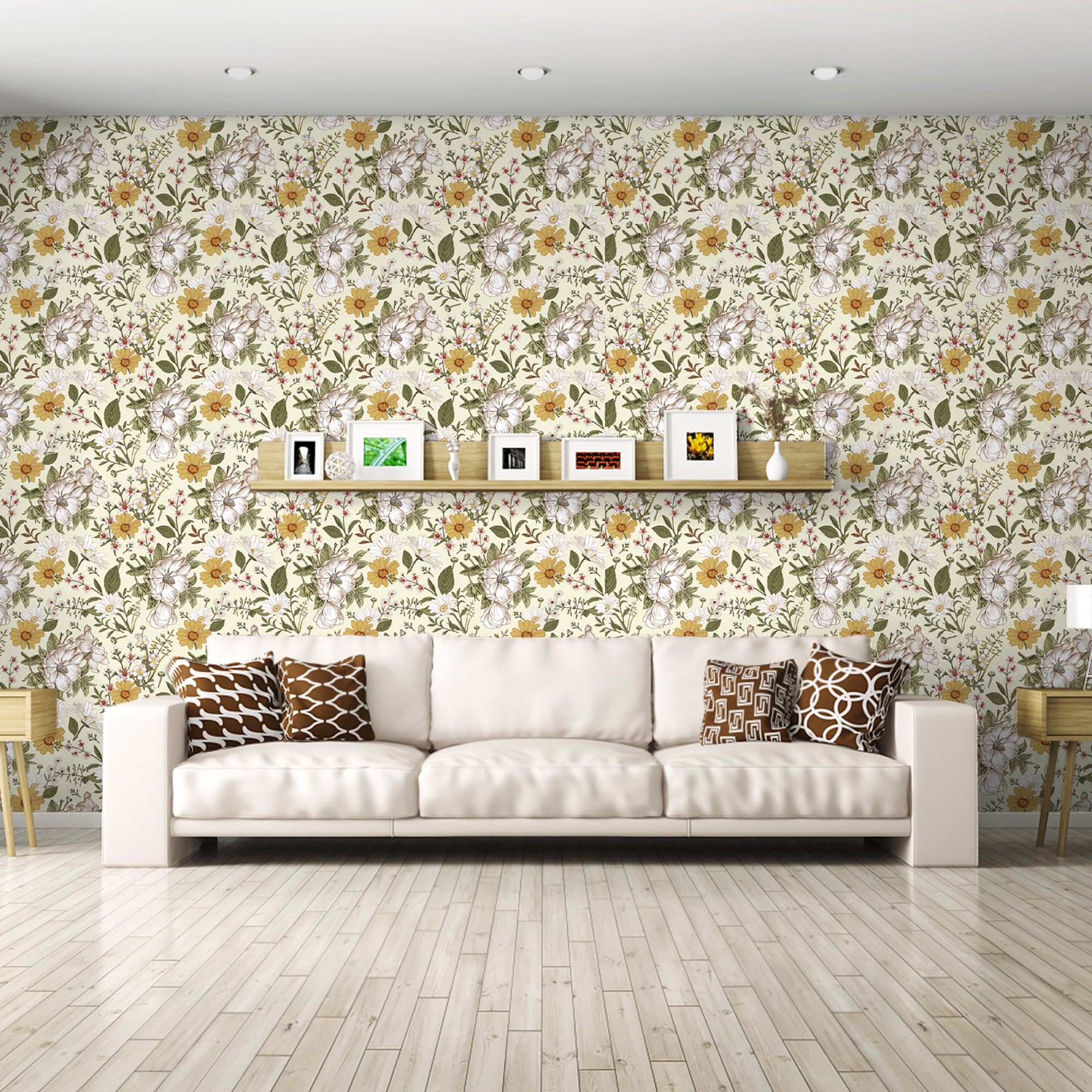 UMIGGEE 17.7"x393" Flower Wallpaper Daisy Multicolor Peel and Stick Wallpaper Self Adhesive Wall Paper Contact Paper for Home Mural Wall Decor Wall Covering Old Furniture Renovation