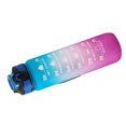 thumbnail image 4 of Botella de agua plástica de 32oz y 1 litro, botella de agua para deportes al aire libre con tiempos para beber y pajita, color azul y morado, 4 of 5