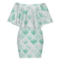 thumbnail image 6 of Green Morocco Watercolor Modern Geometric Art Women's Off The Shoulder Ruffles Summer Wedding Guest Loose Casual Party Beach Dress, 6 of 9