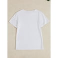 thumbnail image 3 of Women's Soft & Stylish Black T-Shirt with Sparkling Bow & Floral Embossing - Short Sleeve, Round NecCamisetas para mujer, lindas camisetas con estampado gráfico, de manga corta, estilo casual, para ve, 3 of 7
