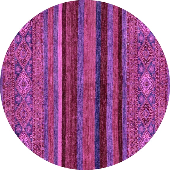 Ahgly Company Indoor Round Abstract Purple Modern Area Rugs, 6' Round