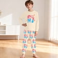 thumbnail image 2 of Kids Outfits Set 6 7 Six Seven Letter Outfits Set Comfortable Girls 67 Doodle Print Long Sleeve Homewear Soft Two Piece Sleepwear Beige 7-8 Years, 2 of 8