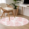thumbnail image 5 of Pink Fruit Large Area Rugs for Bedroom Living Room, Soft Non Slip Carpet Bedside Rug, Vintage Plant Nature Botanical Flower Round Floor Cover Kitchen Accent Rug 4' for Dining Room/Office, 5 of 9