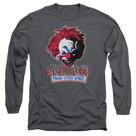 Killer Klowns From Outer Space Rough Clown Long Sleeve Adult 18/1 T-Shirt Charcoal