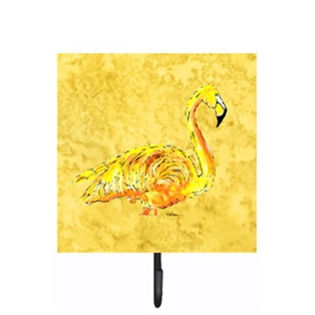 Flamingo on Yellow Leash Or Key Holder