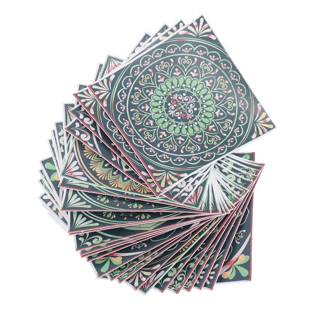 24pcs Tile Sticker Self Adhesive Floral Pattern PVC Waterproof Stickers For Kitchen, Bathroom