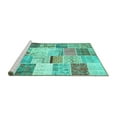 thumbnail image 2 of Ahgly Company Machine Washable Indoor Square Patchwork Turquoise Blue Transitional Area Rugs, 5' Square, 2 of 4