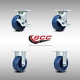 thumbnail image 2 of 5 Inch SS Solid Poly Caster Set with Roller Bearings 2 Brakes 2 Rigid SCC, 2 of 2