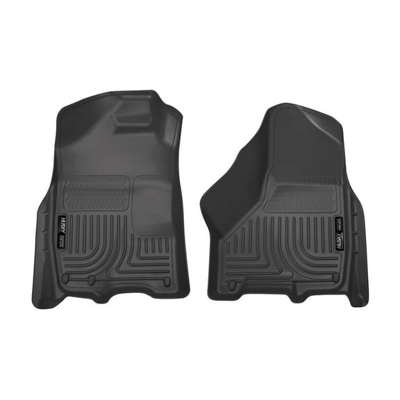 Husky Liners 18001 Weatherbeater Floor Mats Fit 2009-2024 Ram 1500/2500/3500/Ram 1500 Classic Crew/Mega Cab Front Row Liners 2pc Black