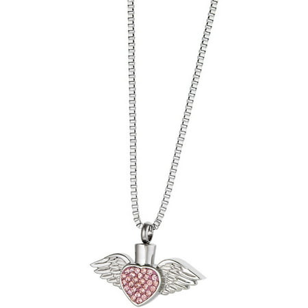 Urnsdirect2U Pink Heart With Wings Urn Pendant