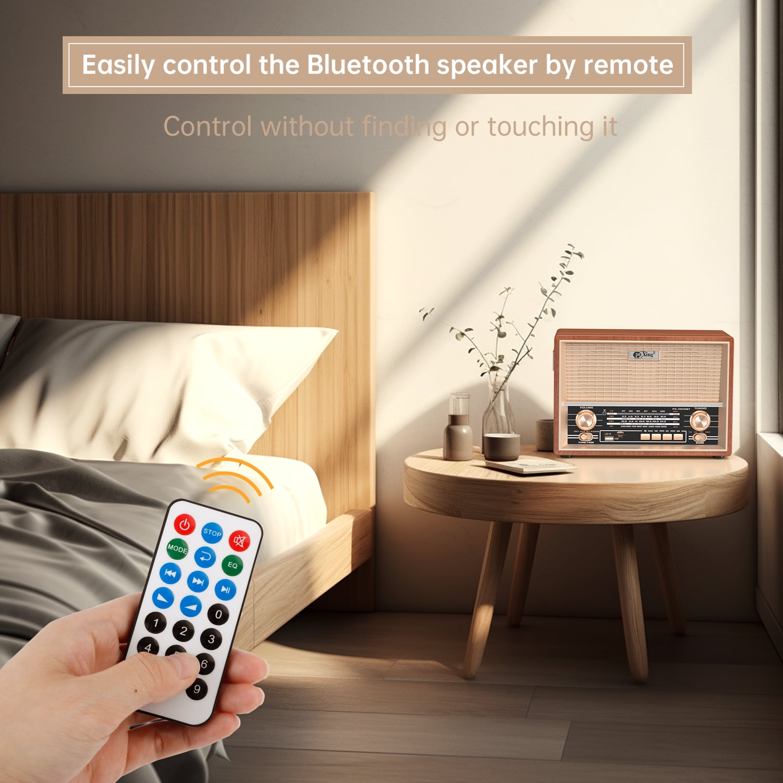 AM FM Radio Retro Table Top Radio, Portable Speaker Plug in Wall, Reception with AUX, Headphone Jack for Home Outdoor Office