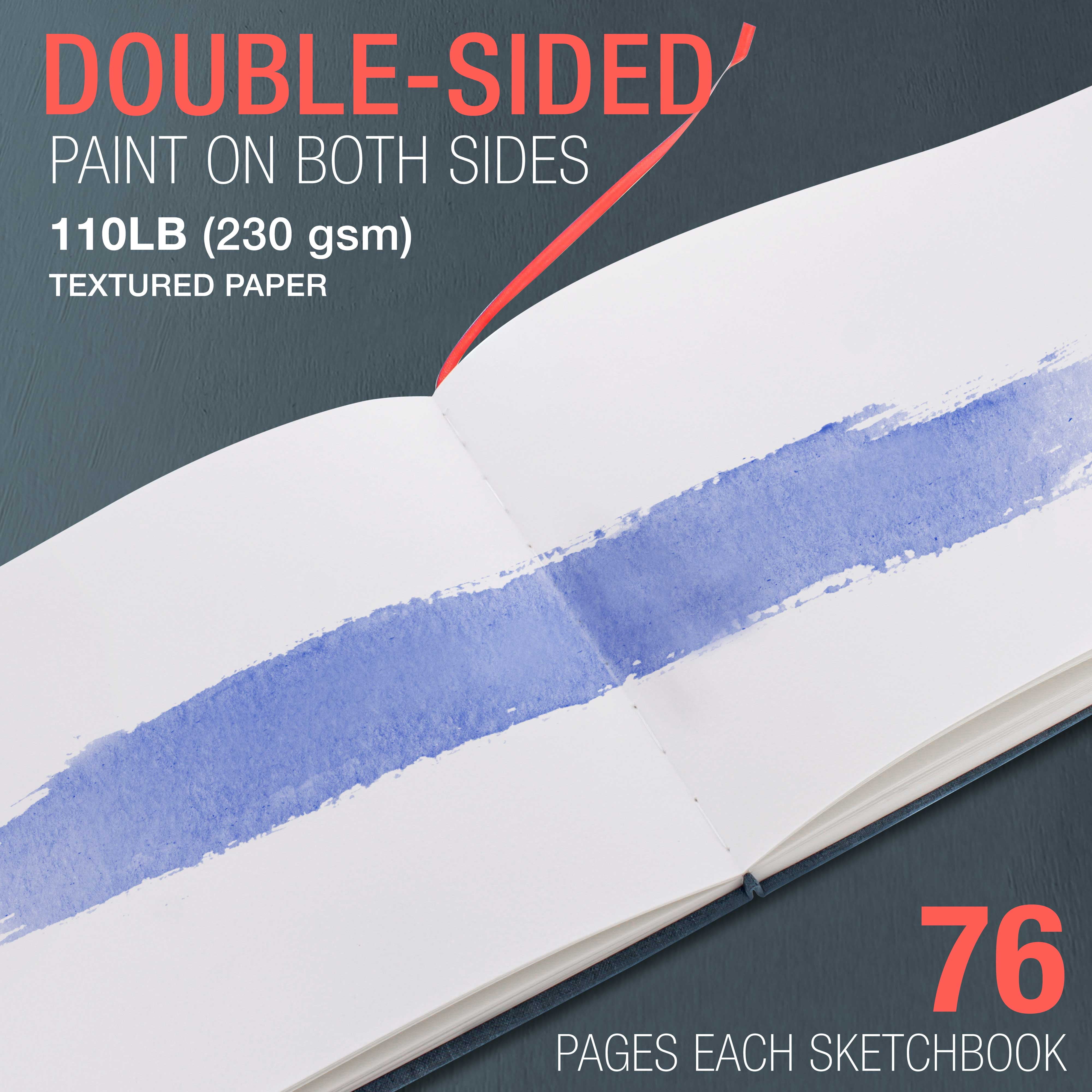 U.S. Art Supply 9" x 12" Watercolor Book, 2 Pack, 76 Sheets, 110 lb (230 gsm) - Linen-Bound Hardcover Artists Paper Pads - Acid-Free, Cold-Pressed, Brush Painting & Drawing Sketchbook Mixed Media
