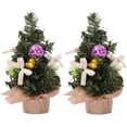 thumbnail image 1 of 2Pcs Mini Christmas Tree Versatile  Tree Ornament with Balls And Bows for Desktops Cabinets Bedrooms Decor, 1 of 10
