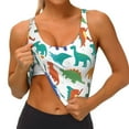 thumbnail image 3 of Picia Colorful Dinosaur Sports Bra for Women,Padded Strappy Sports Bras Medium Support Yoga Bra with Removable Cups,Running Yoga Bra-, 3 of 9