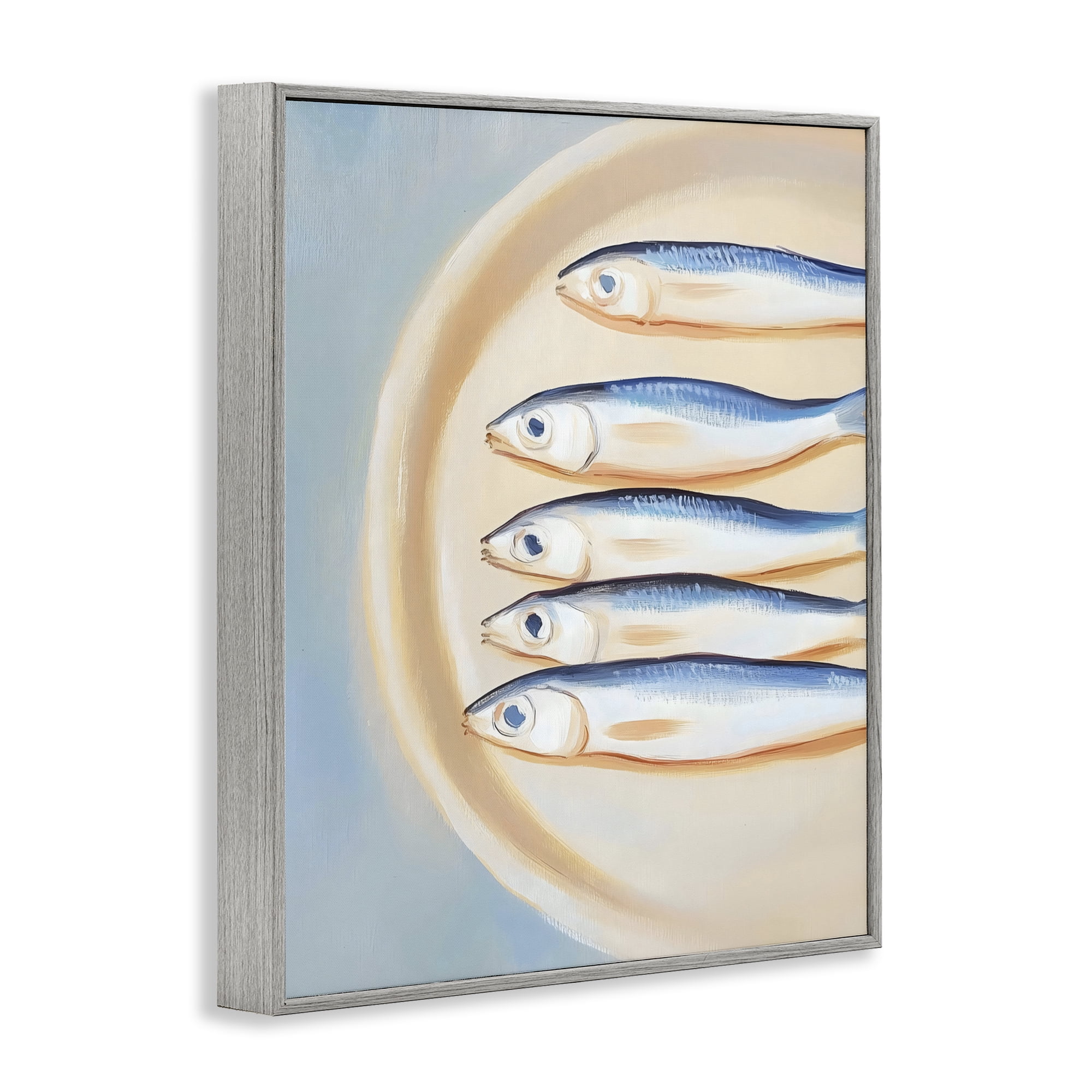 Stupell Industries Plate of Sardines Gray Framed Giclee Art, design by The Prints Vibe