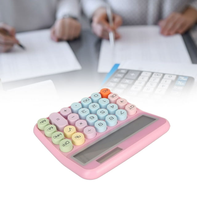 Calculatrice Colorée, Grand Écran LCD Calculatrice Colorée avec Machine à Écrire Inspiré Conception Mécanique Boutons-Clés Ergonomique Non Glissement pour les Bureaux des Écoles à Domicile